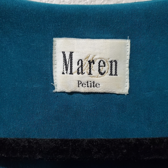 VTG Maren Petite Color block Teal & Black Suede Blazer Jacket Size 14P Retro - Picture 8 of 8